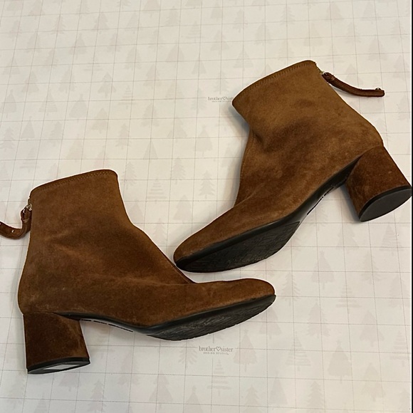 AGL ATTILIO GIUSTI LEOMBRUNI VETA SUEDE ANKLE BOOTS 35=5  COGNAC BROWN - Picture 2 of 16